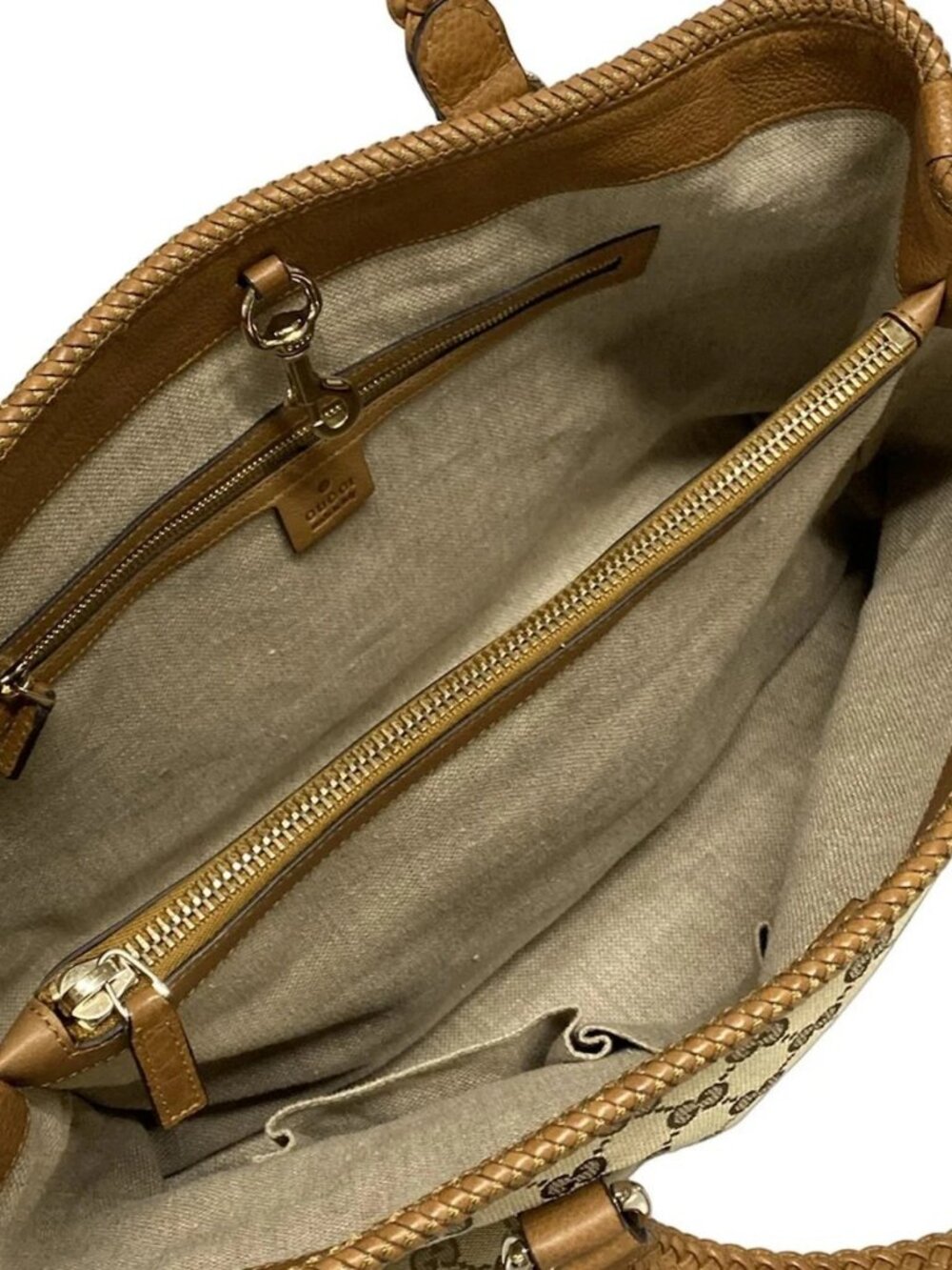 GUCCI Marrakech 295326 Dark Brown Beige Light Brown Jacquard Leather Tote Bag - Picture 15 of 15